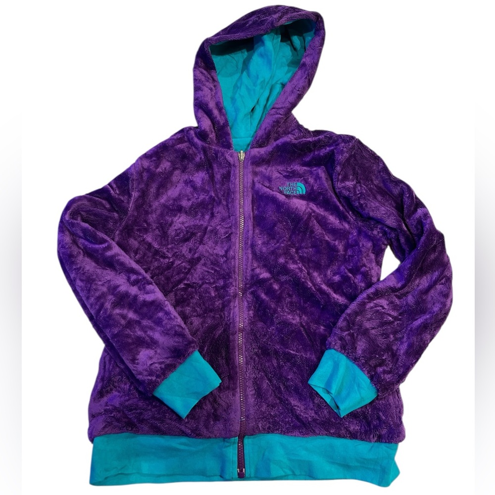 The North Face reversible osito fleece jacket, girls size 18 purple Y2K